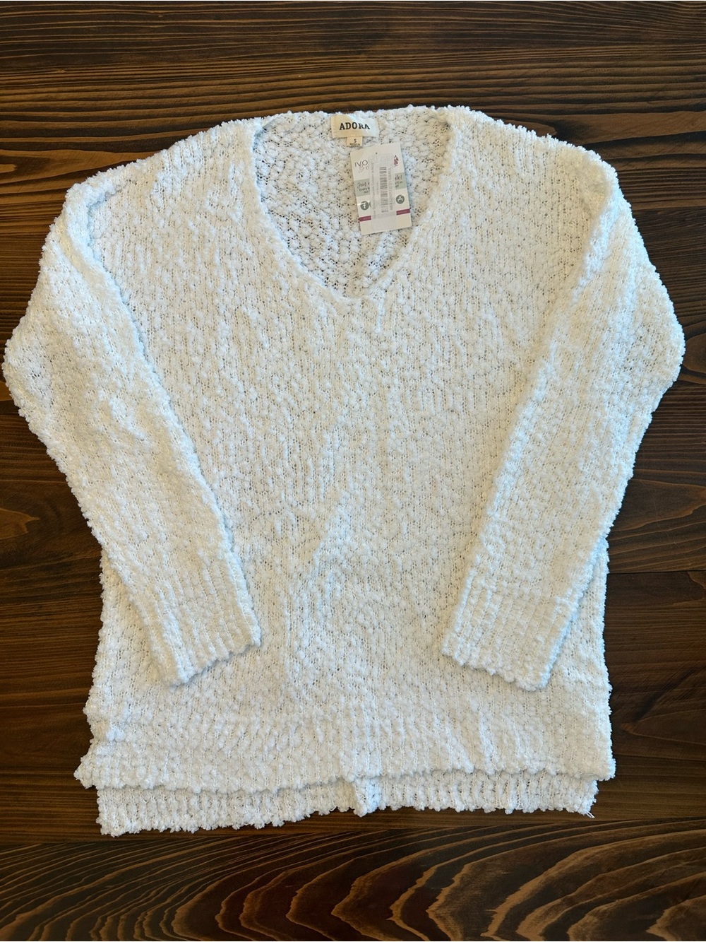 ADORA Cream V-Neck Plush Knit Sweater